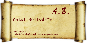 Antal Bolivár névjegykártya